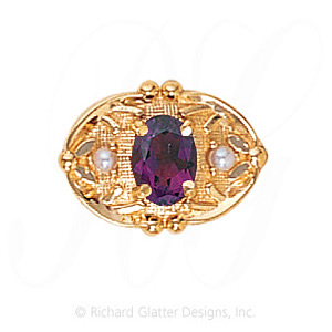 GS463 AMY/PL - 14 Karat Gold Slide with Amethyst center and Pearl accents 